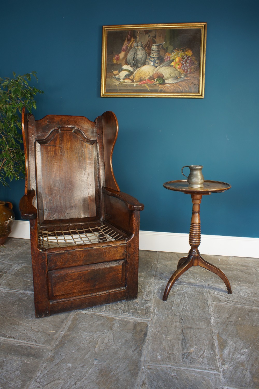 18th century oak lambing chair. View II