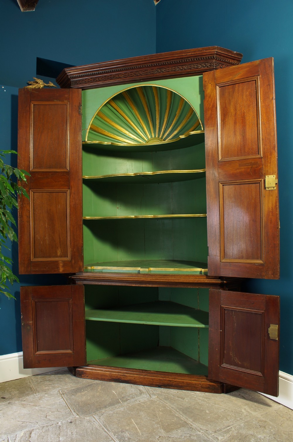 18th Century Mahogany Corner Cupboard. View V