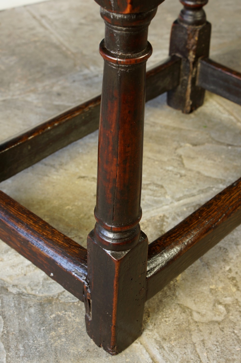 A 17th Century Oak and Fruitwood joint stool View IV
