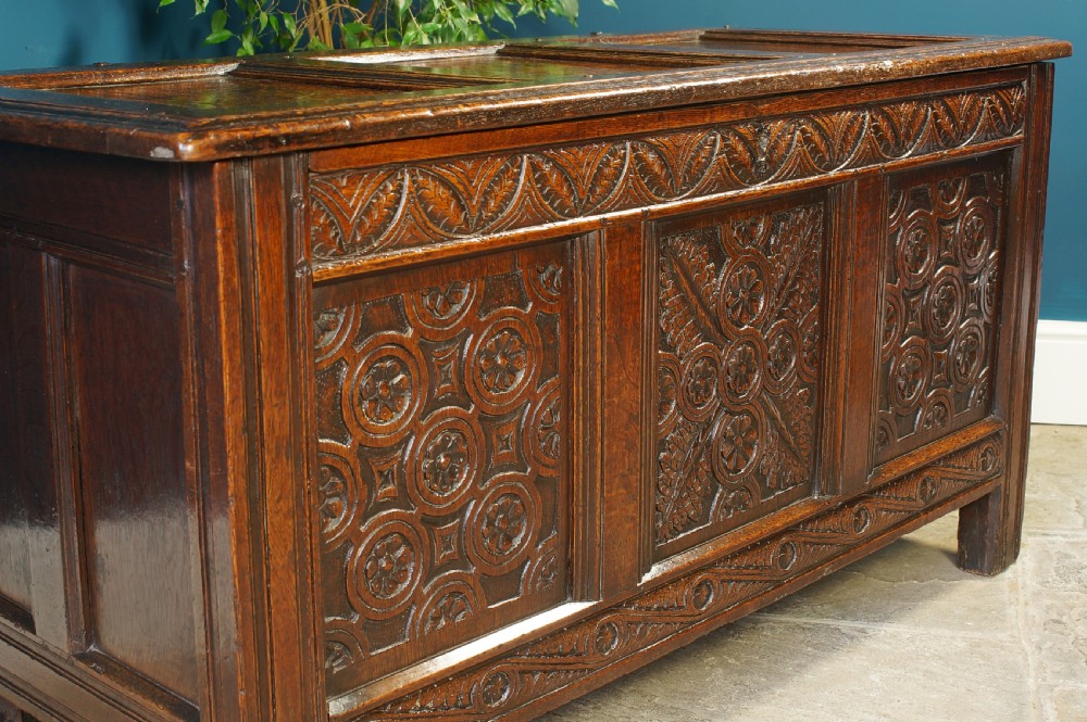 17th century oak carved coffer