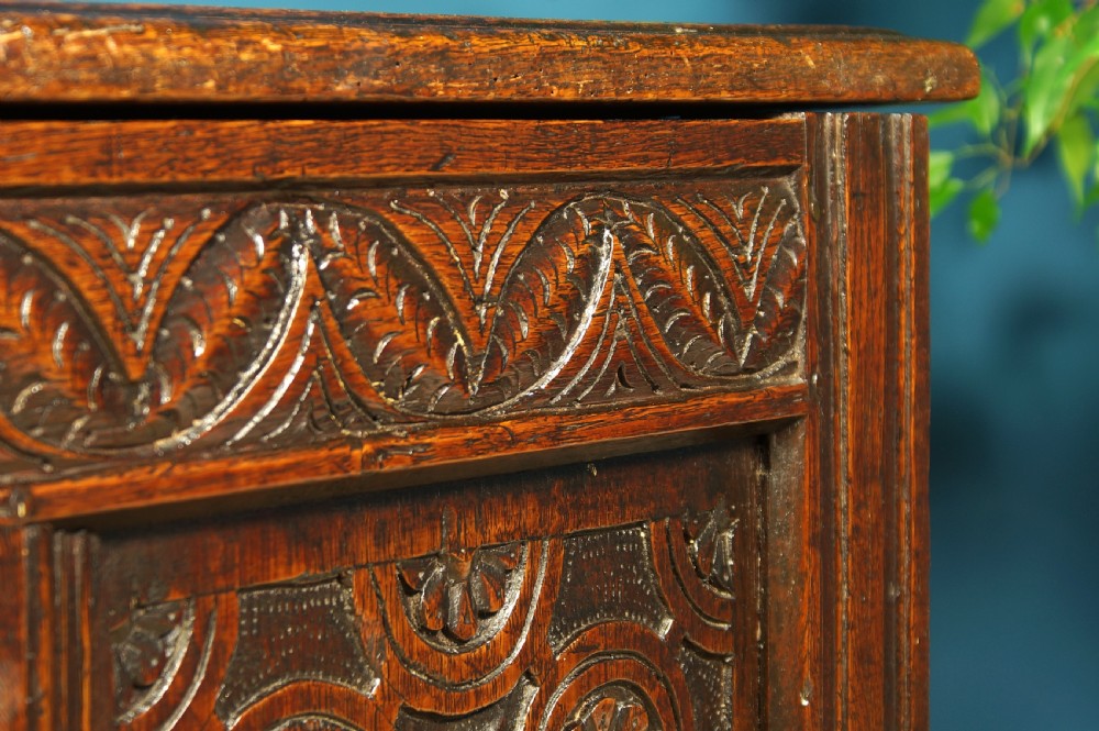17th century oak carved coffer View VI