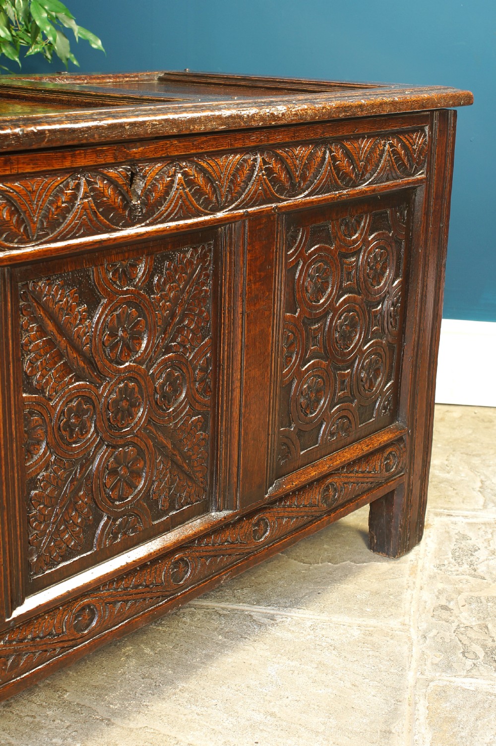17th century oak carved coffer View VII