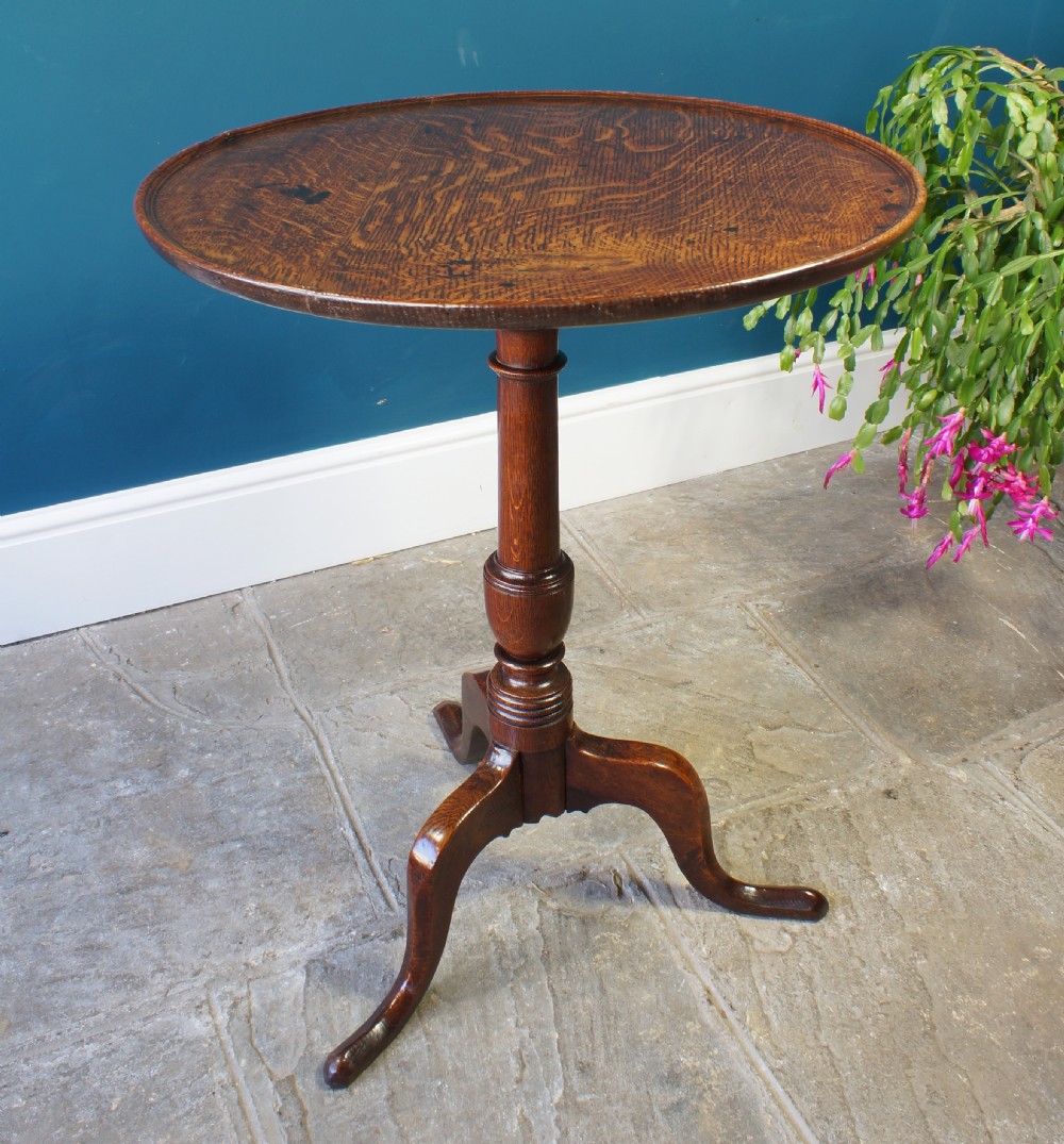 Handsome Oak Tilt-top Tripod Wine Table. View II