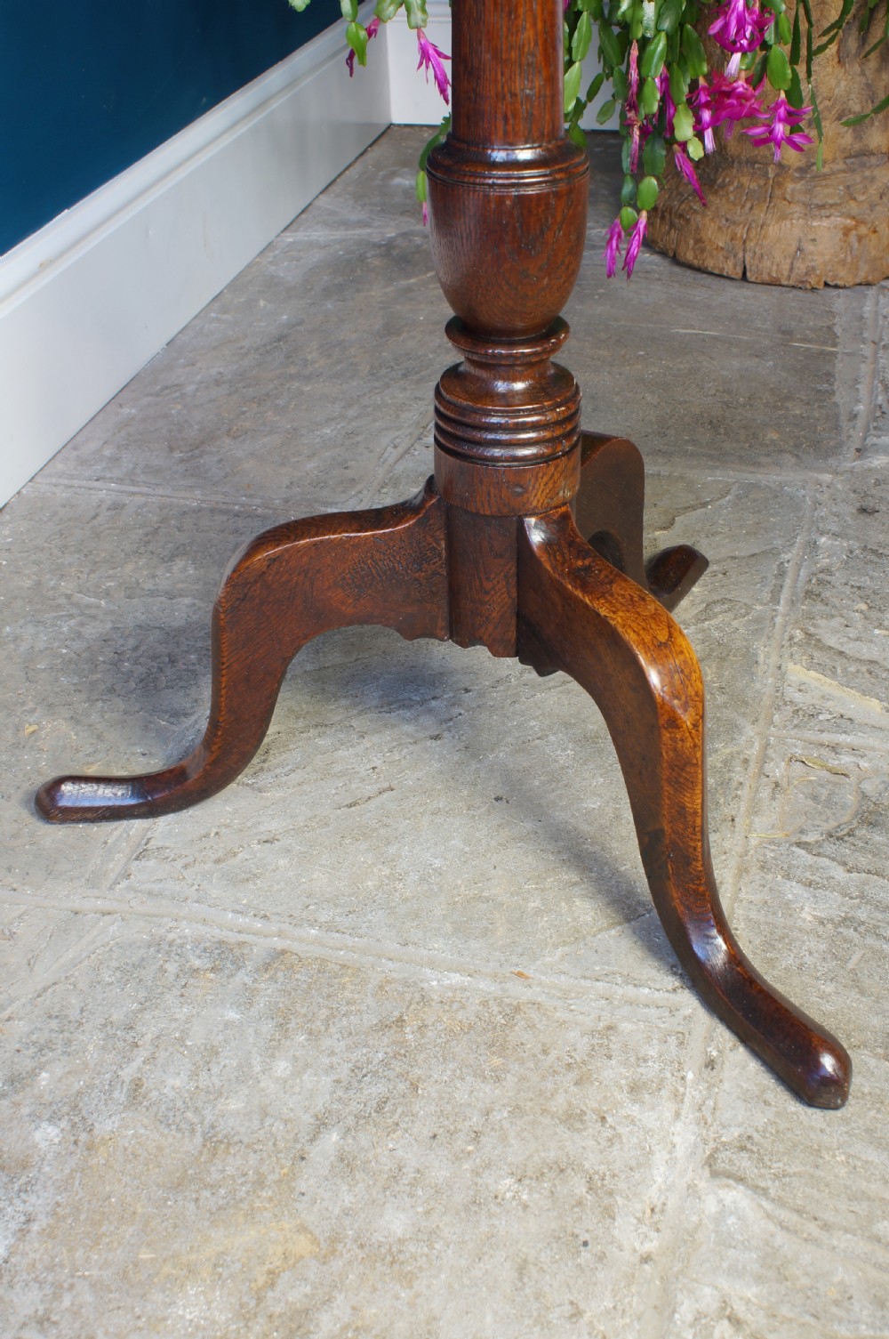 Handsome Oak Tilt-top Tripod Wine Table. View IV