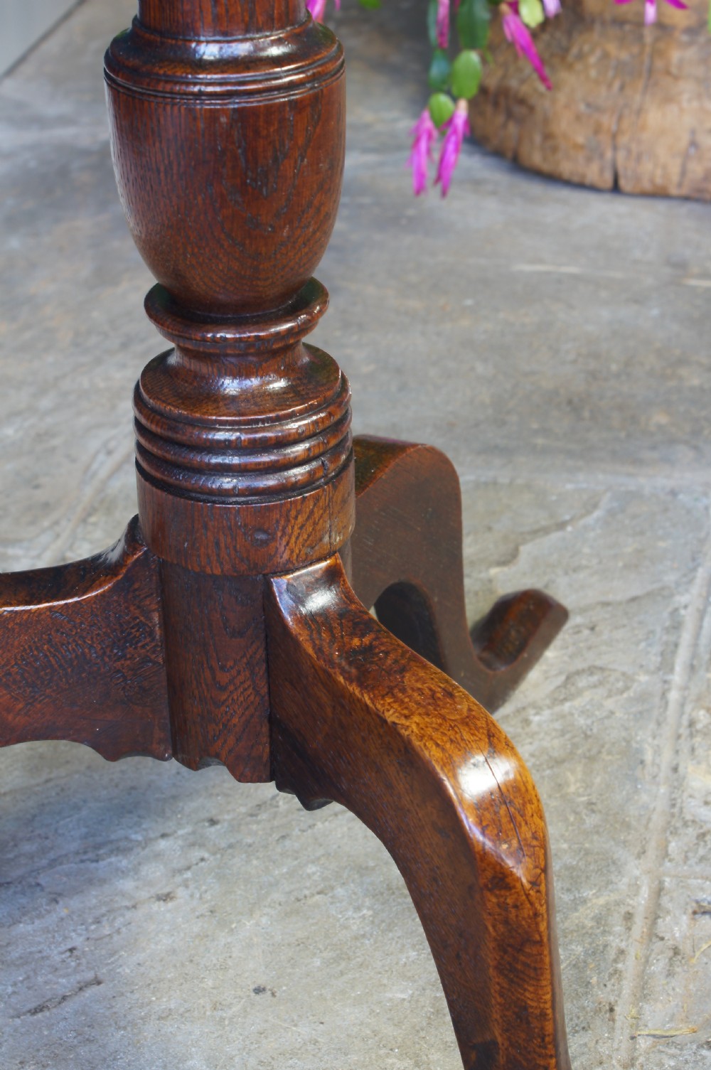 Handsome Oak Tilt-top Tripod Wine Table. View V