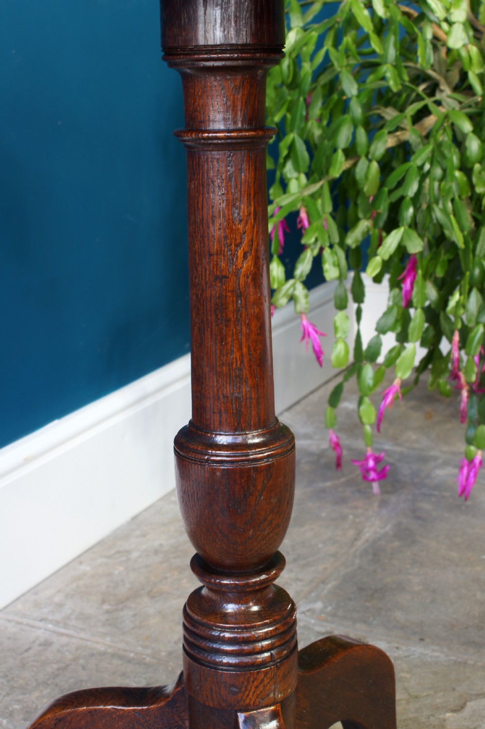 Handsome Oak Tilt-top Tripod Wine Table. View VI