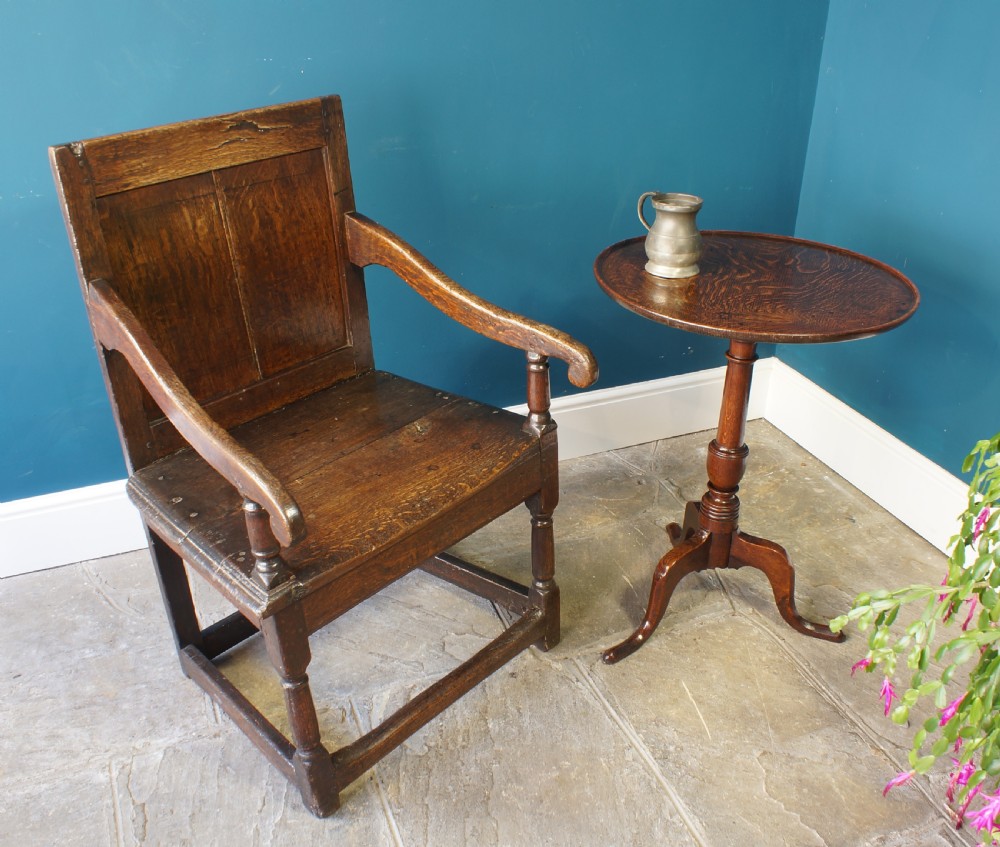Handsome Oak Tilt-top Tripod Wine Table. View VII