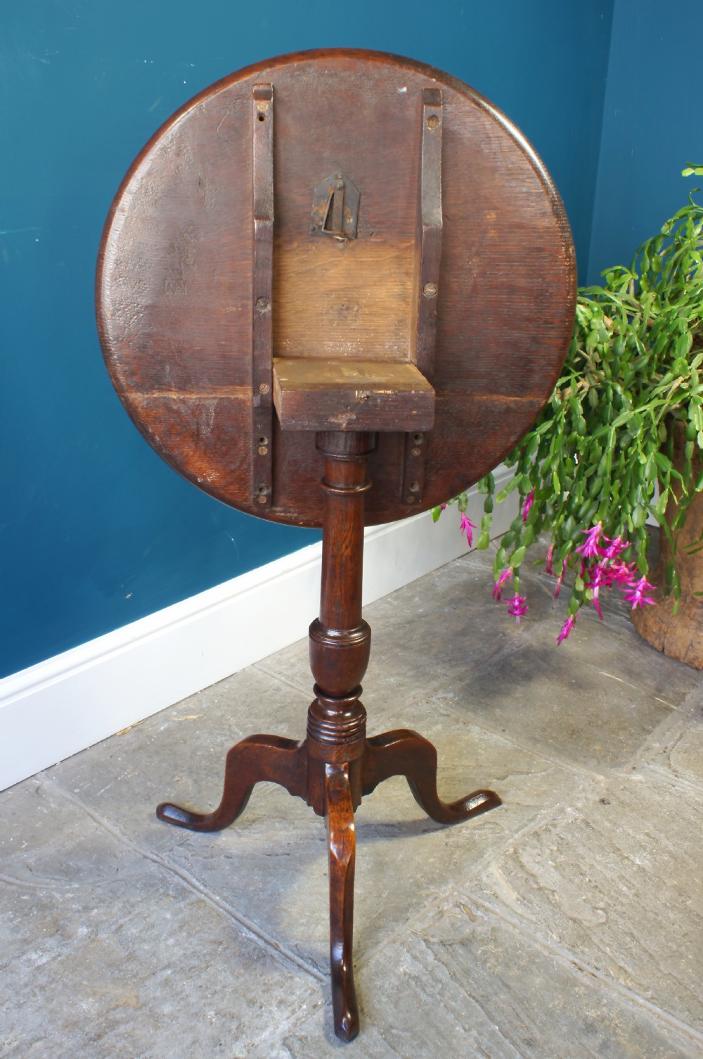 Handsome Oak Tilt-top Tripod Wine Table. View VIII