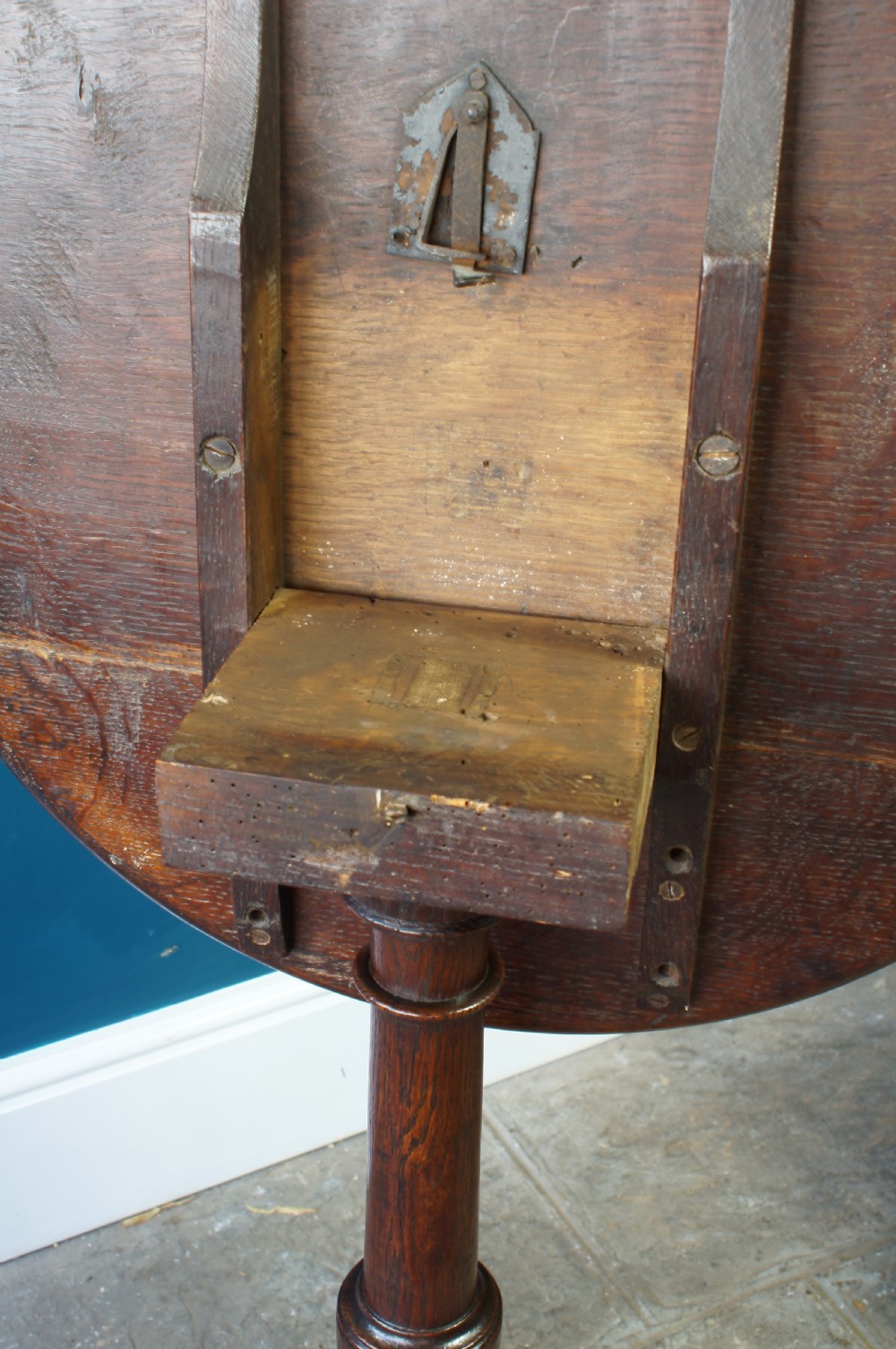 Handsome Oak Tilt-top Tripod Wine Table. View IX