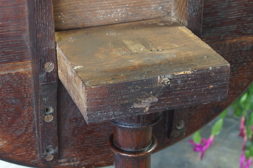 Handsome Oak Tilt-top Tripod Wine Table. View X