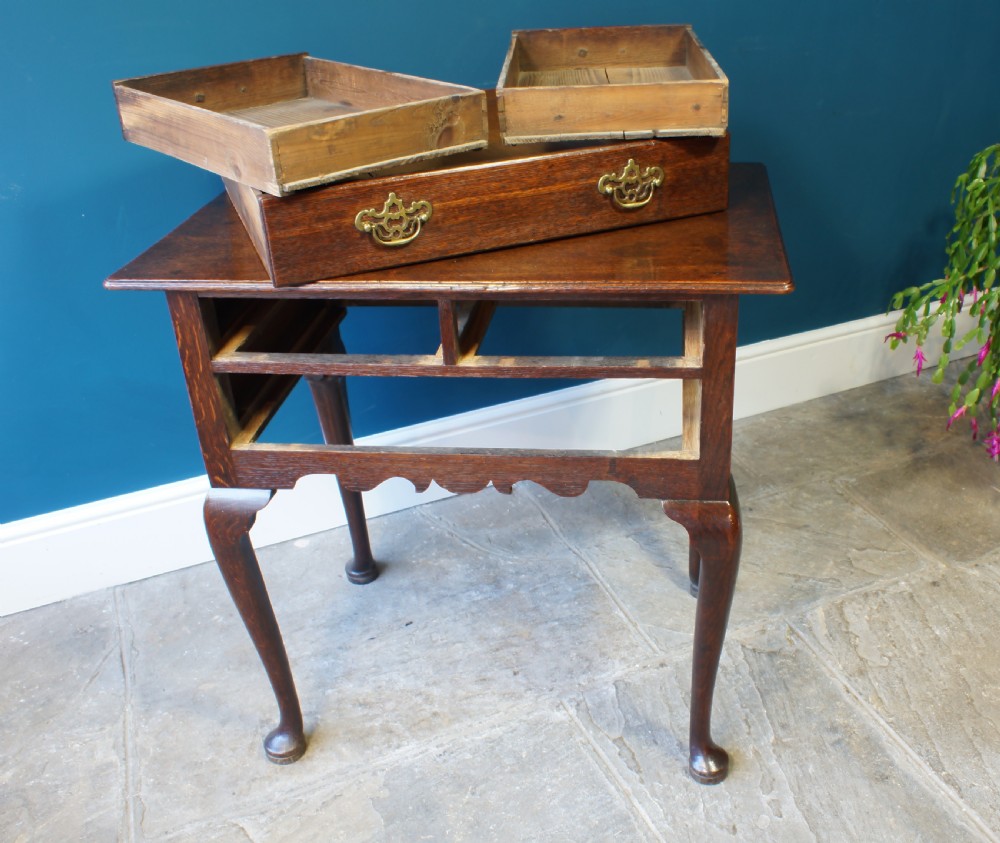 Small Georgian Oak Lowboy. View XII