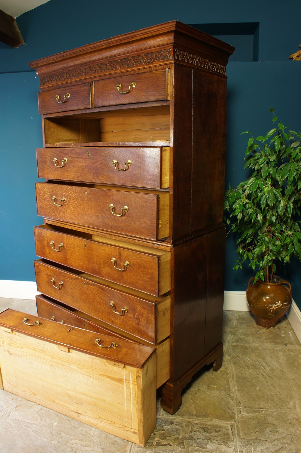 Georgian Oak Tallboy. View IV