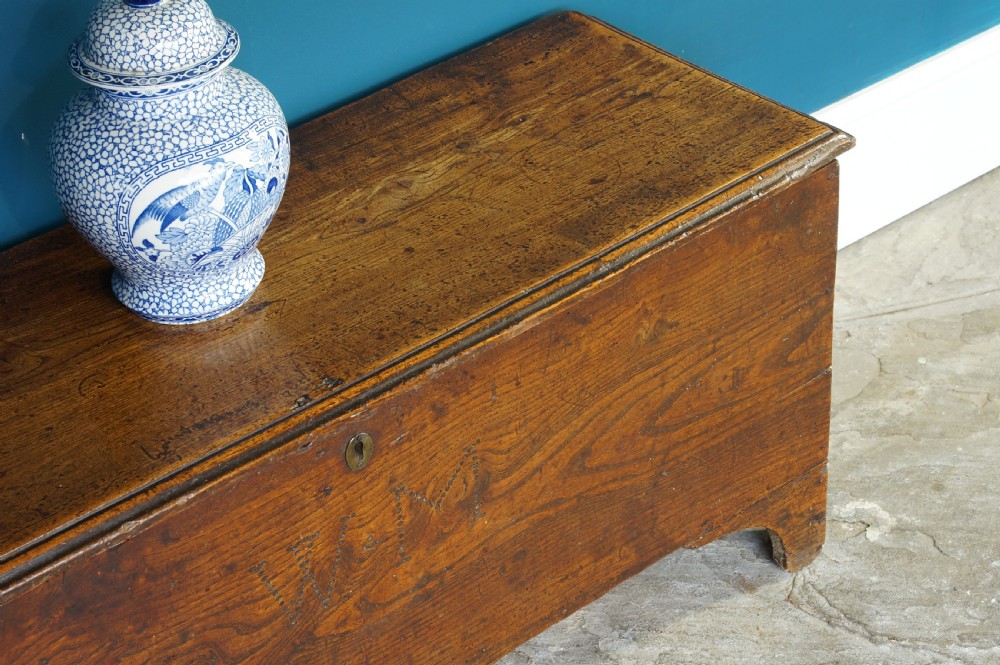 Small Georgian Elm Coffer. View II