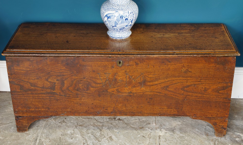 Small Georgian Elm Coffer. View III