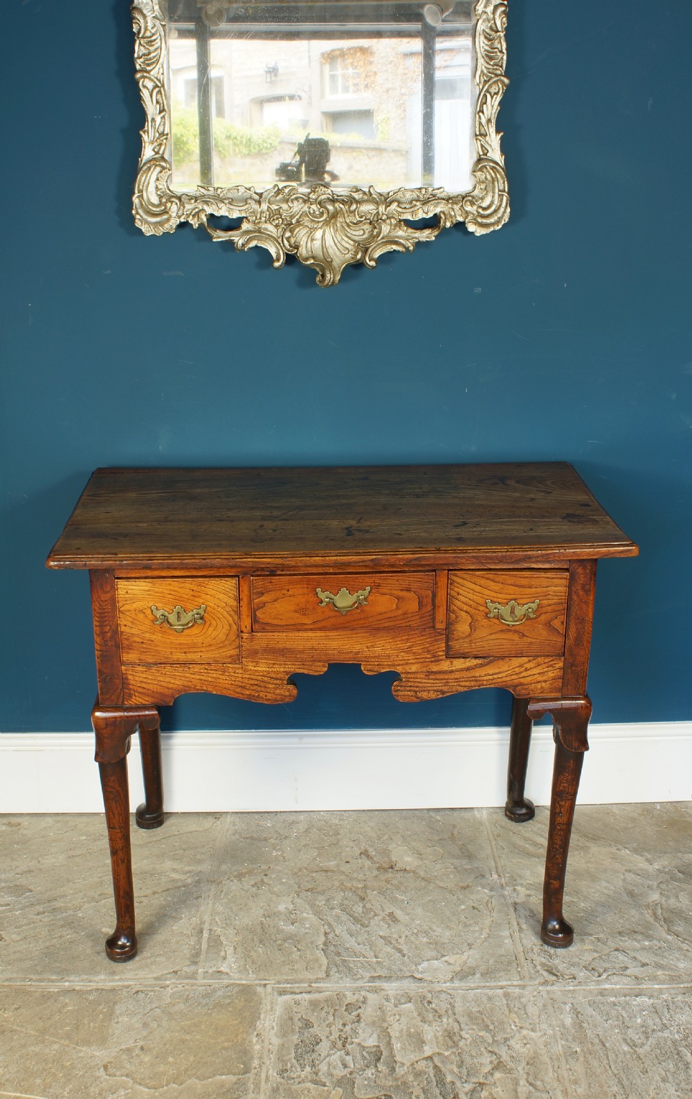 18th Century Elm and Oak Lowboy. View III