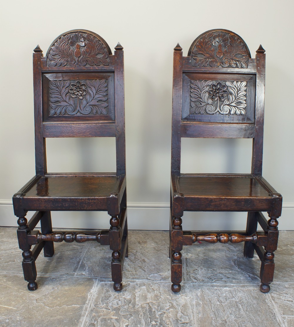 A Good Pair Of 17th Century Oak Lancashire Chairs. View II