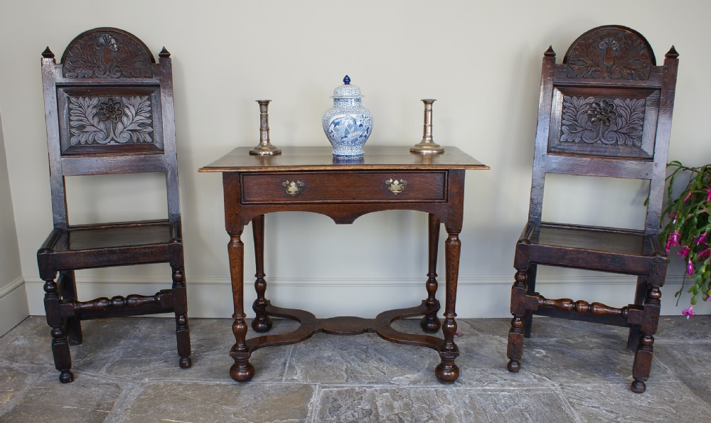 Rare 17th Century oak William and Mary Side Table. View XV