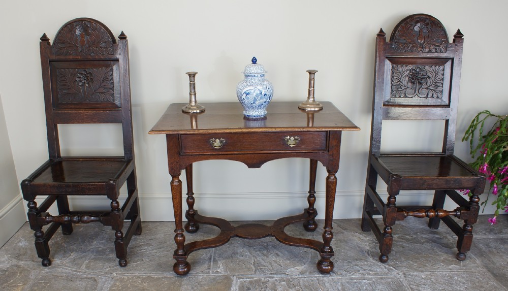 Rare 17th Century oak William and Mary Side Table. View XVI