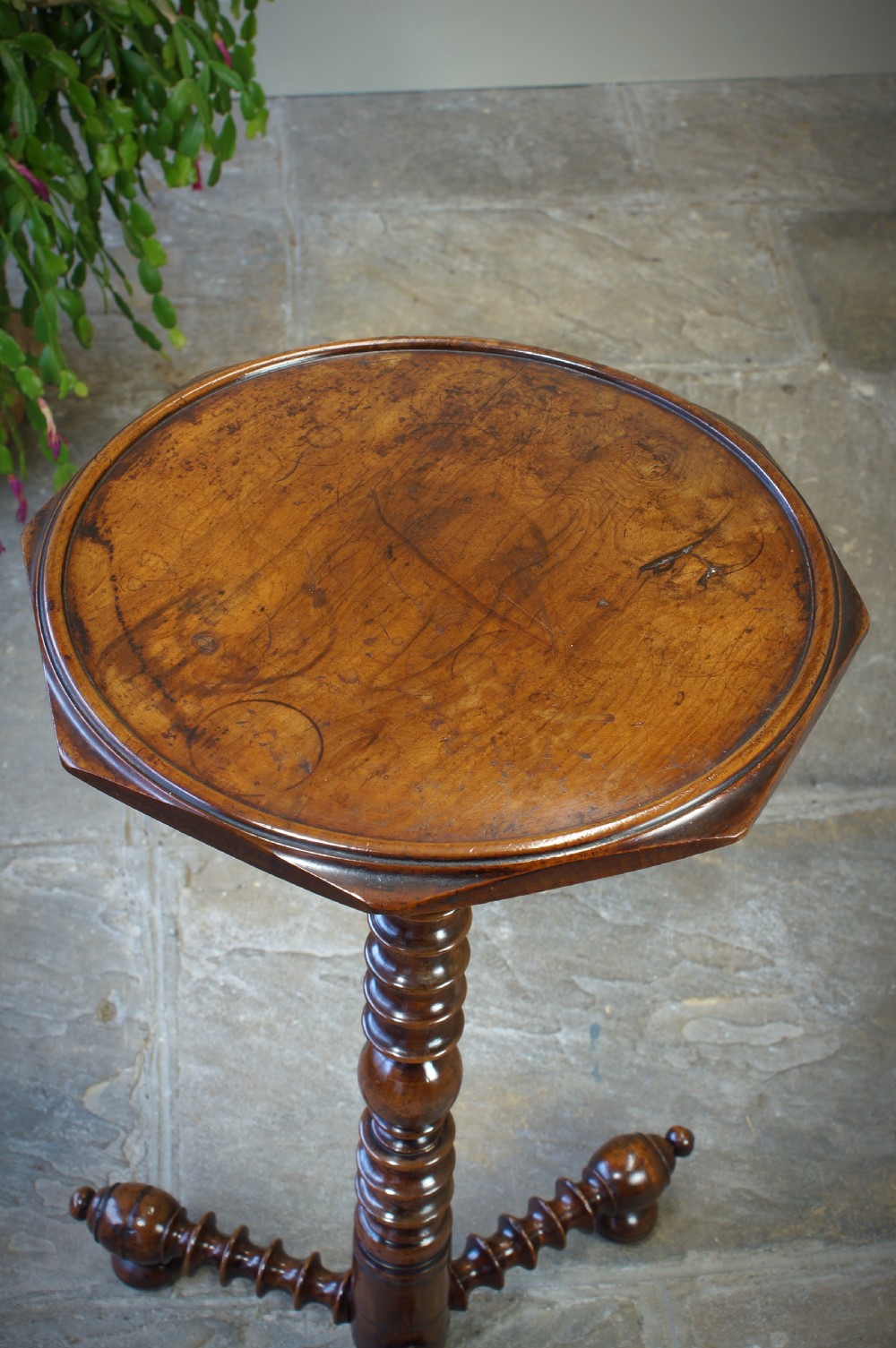 17th Century Yew Wood Candle Stand. View XV