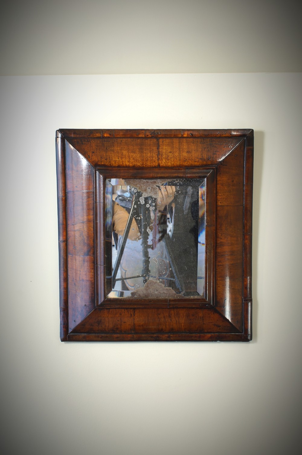 A 17th Century William and Mary Walnut Cushion Moulded Mirror View II