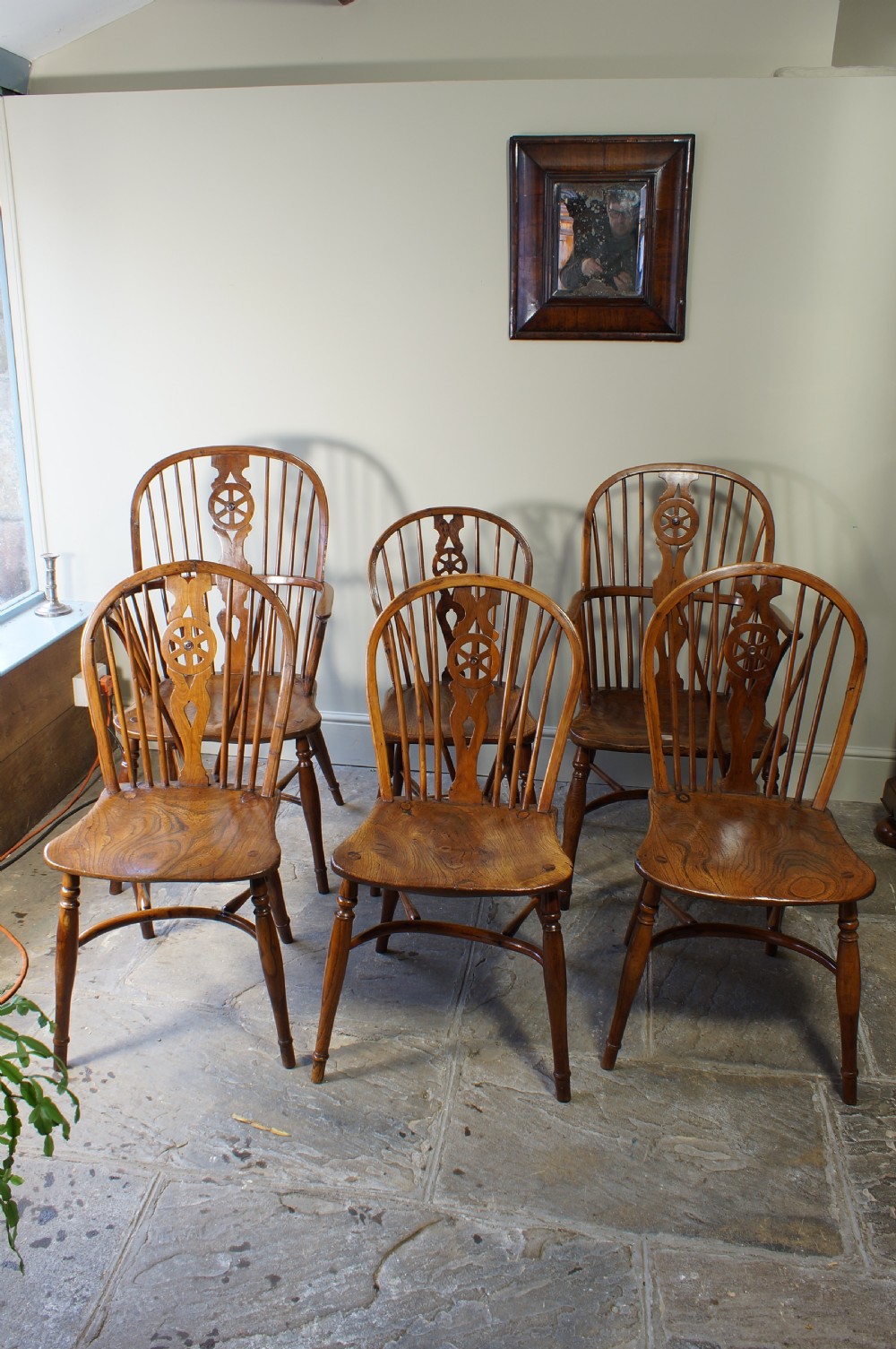Set of 6  Yew Wood Windsor chairs. View IV