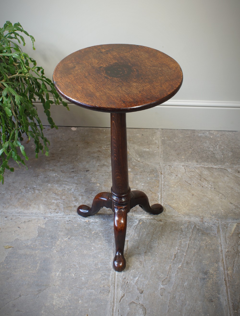 Small 18th Century Oak tripod table. View IV