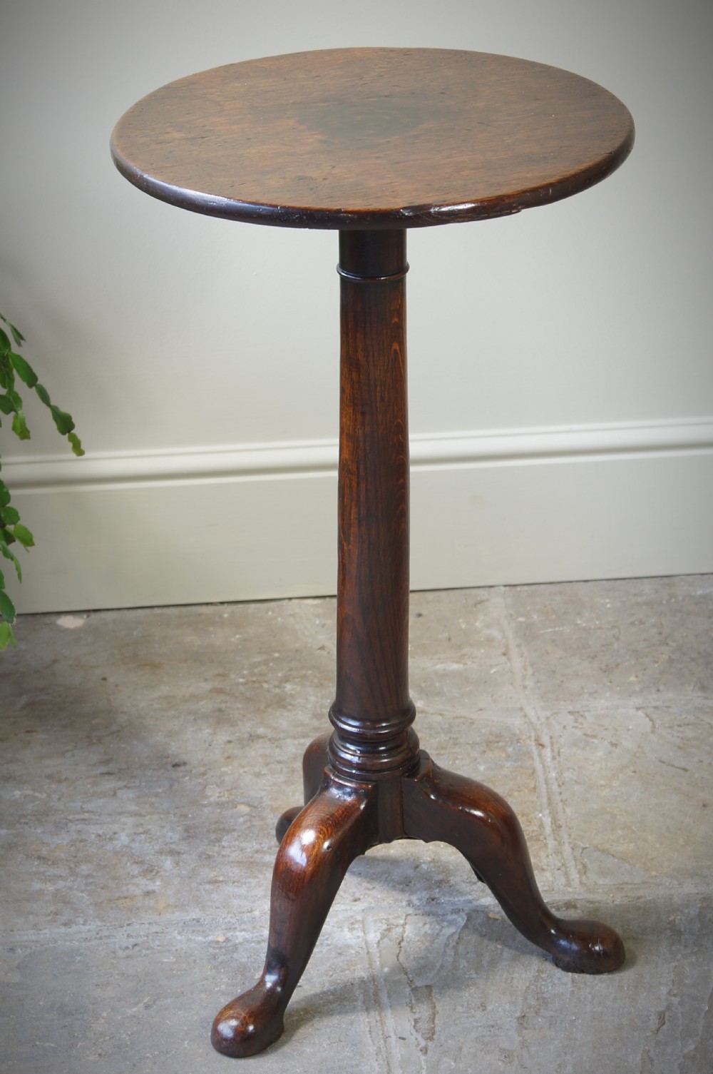 Small 18th Century Oak tripod table. View V