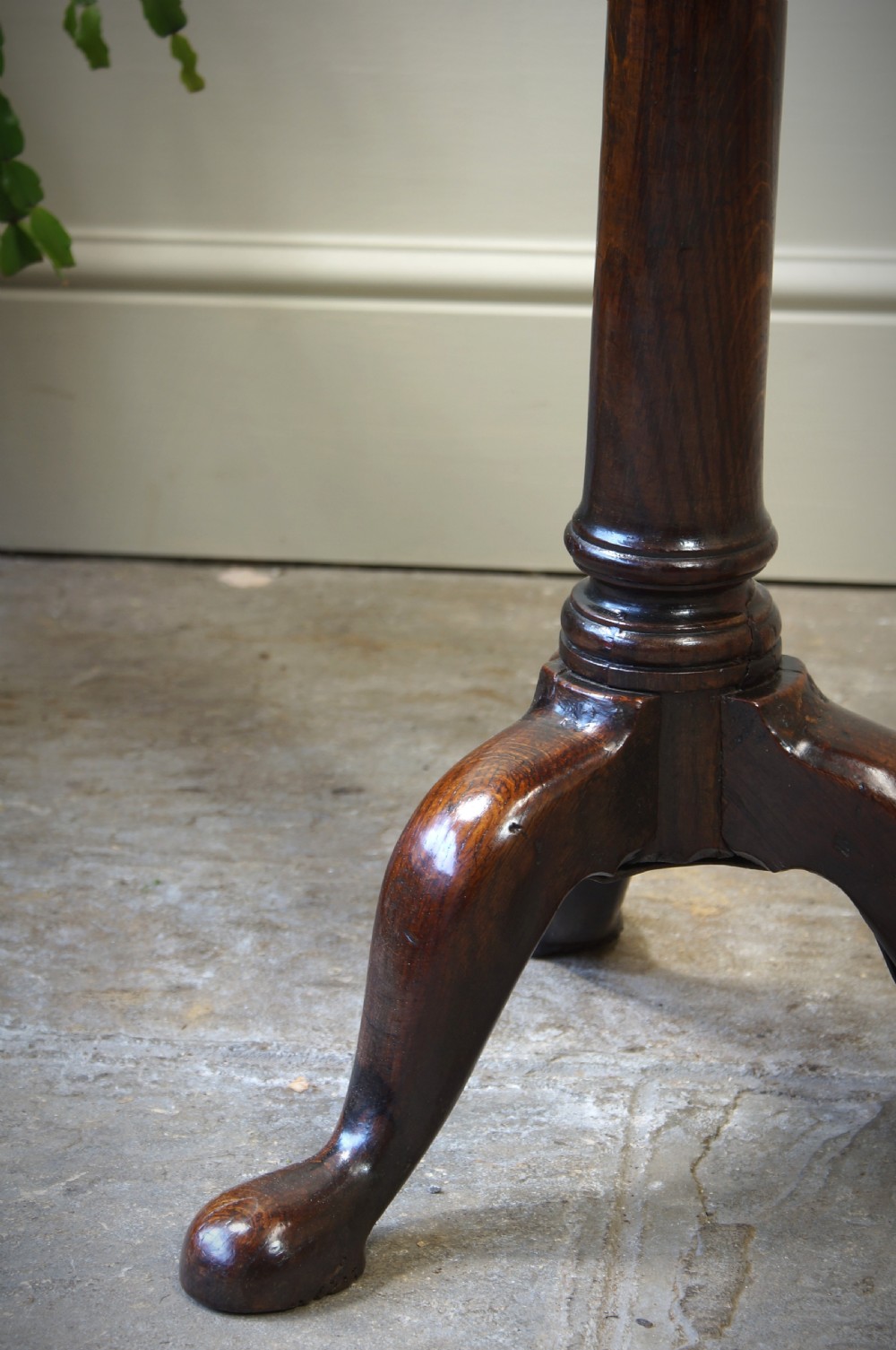 Small 18th Century Oak tripod table. View IX