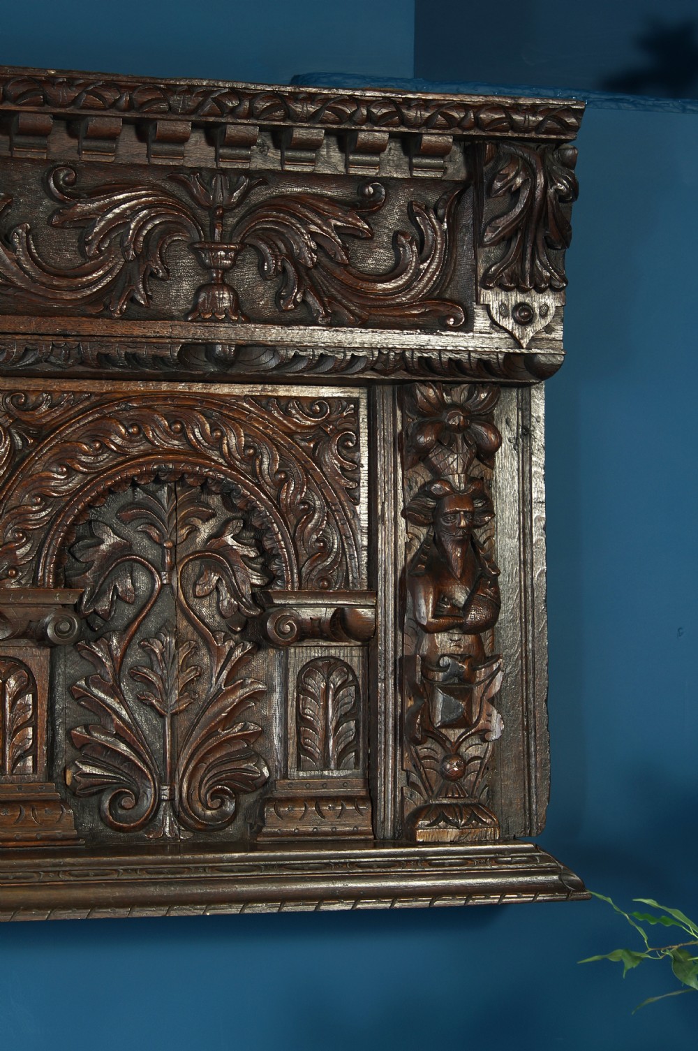 Elizabethan Oak Overmantel. View IV