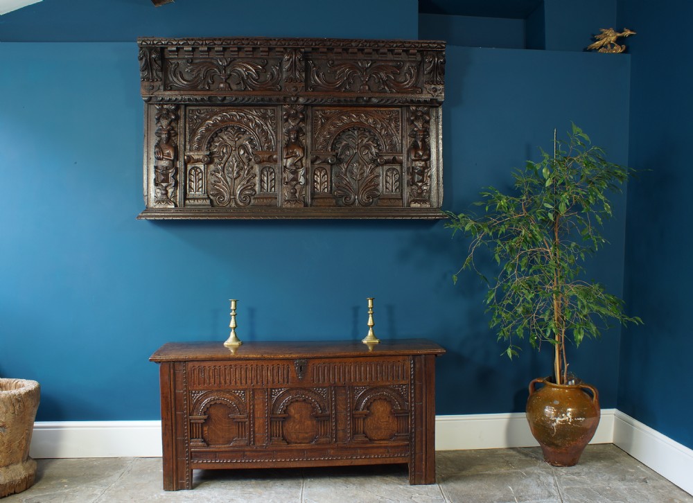 Elizabethan Oak Overmantel. View IX