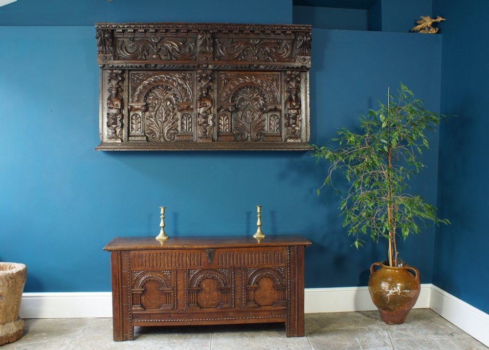 Elizabethan Oak Overmantel. View VIII