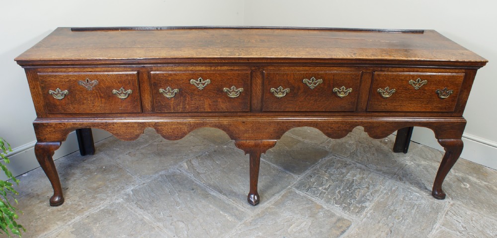 An 18th Century Oak Four Drawer Dresser Base. View IV
