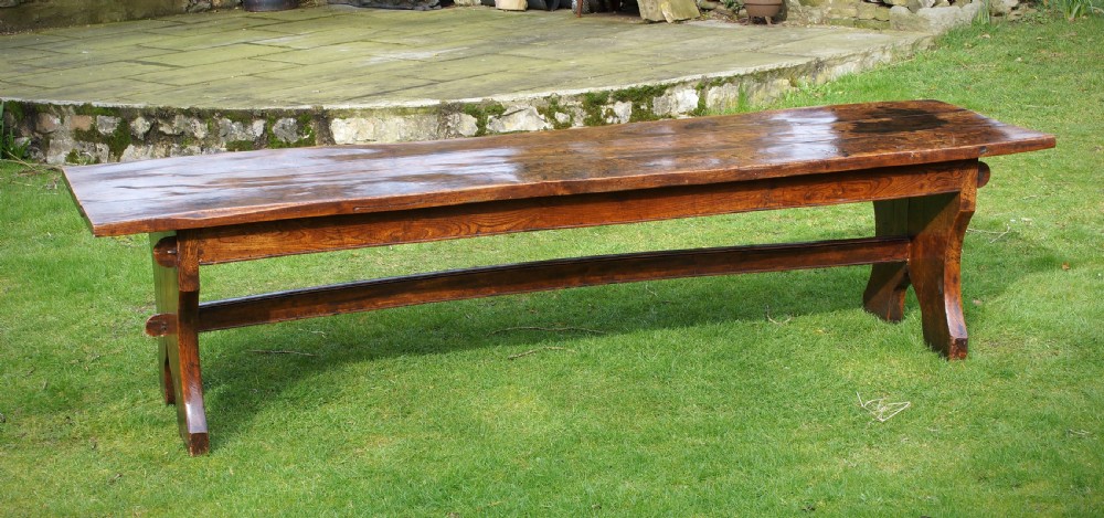 Rare 17th Century Elm Trestle Table View III
