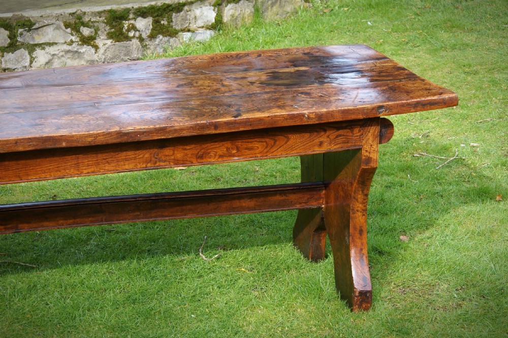 Rare 17th Century Elm Trestle Table View IV