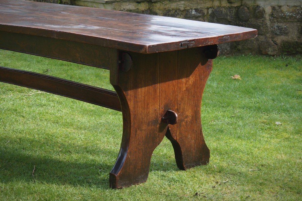 Rare 17th Century Elm Trestle Table View XII