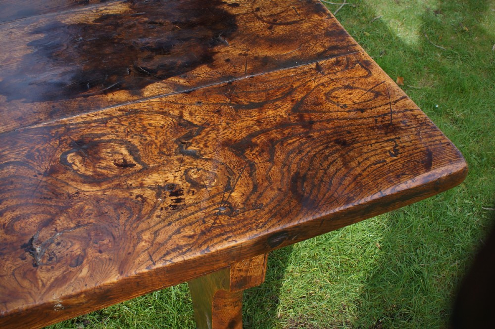 Rare 17th Century Elm Trestle Table View XIII