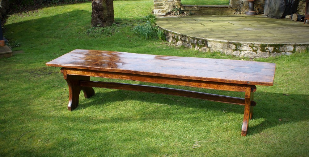 Rare 17th Century Elm Trestle Table View XVIII