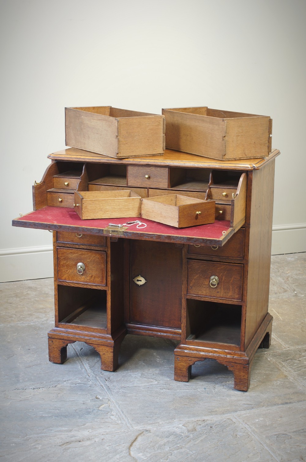 18th Century Oak Secretaire Kneehole Desk View III