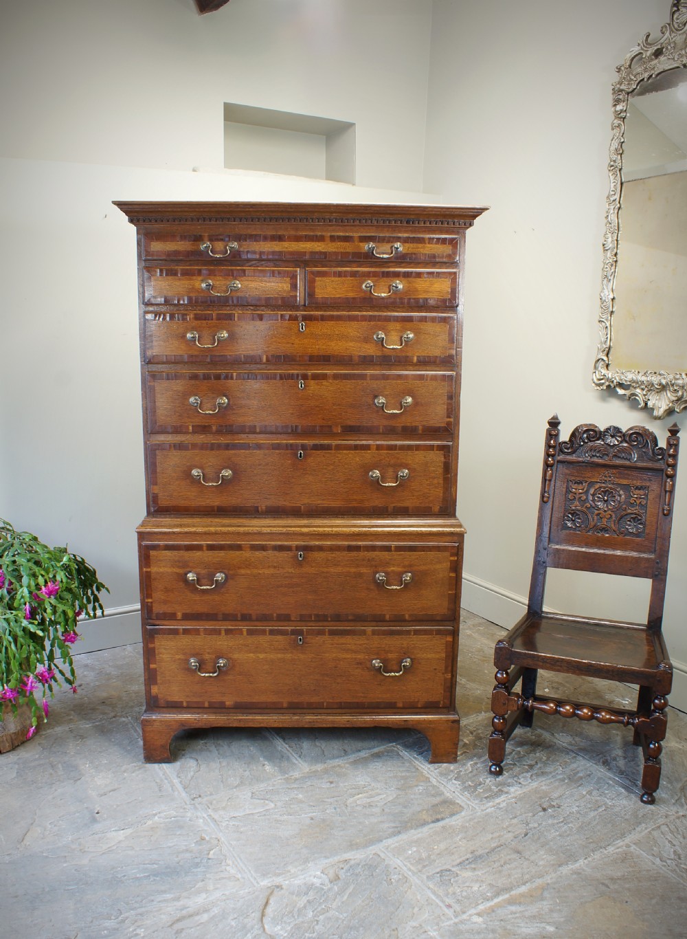 Small 18th Century Oak Tallboy View V