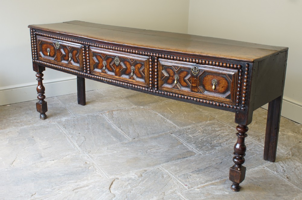 17th Century Moulded Oak Dresser base.  View II