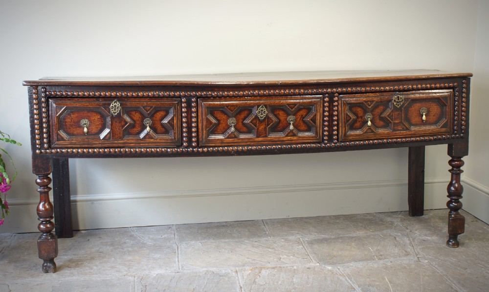 17th Century Moulded Oak Dresser base. 