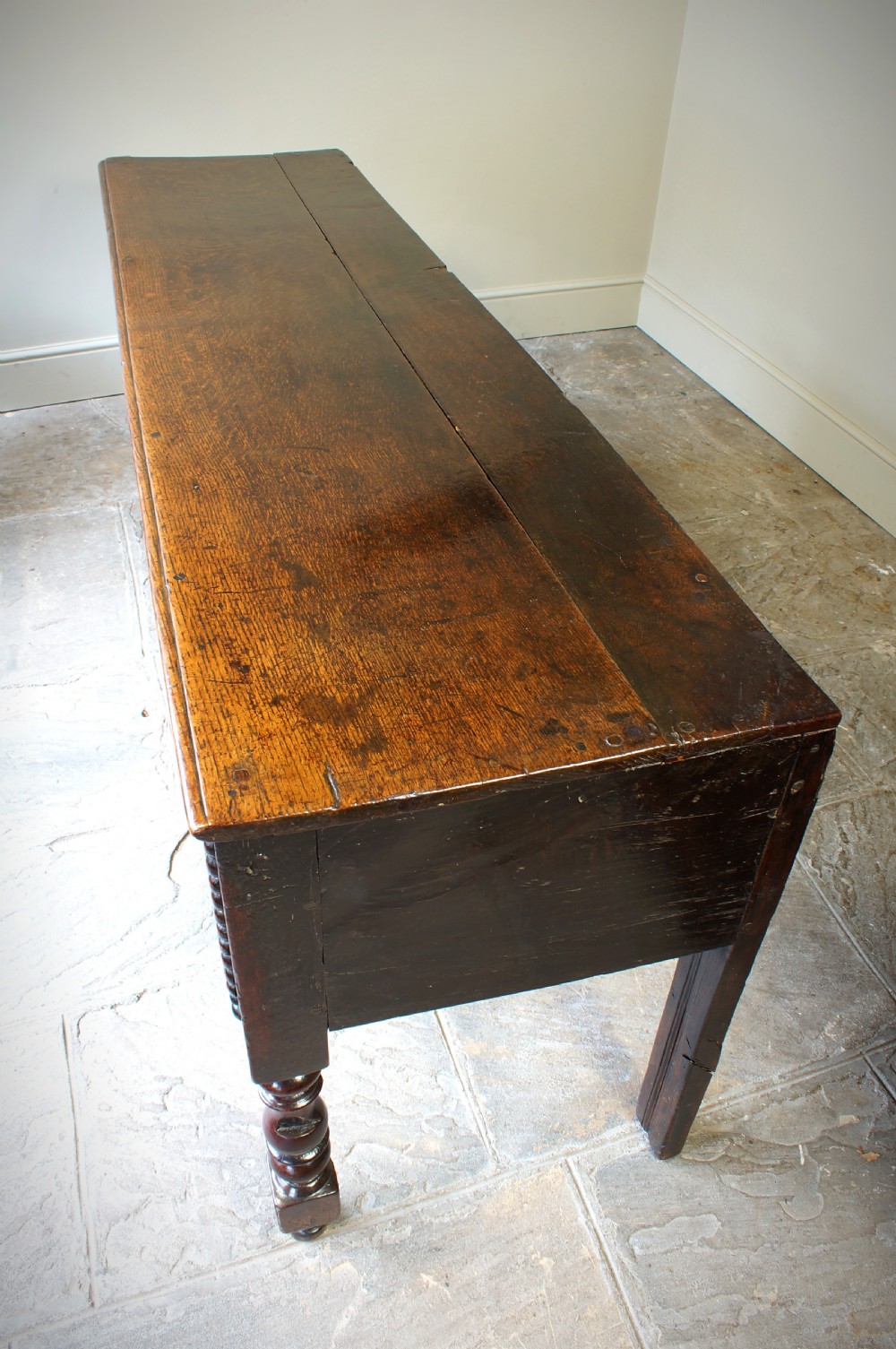 17th Century Moulded Oak Dresser base.  View IV