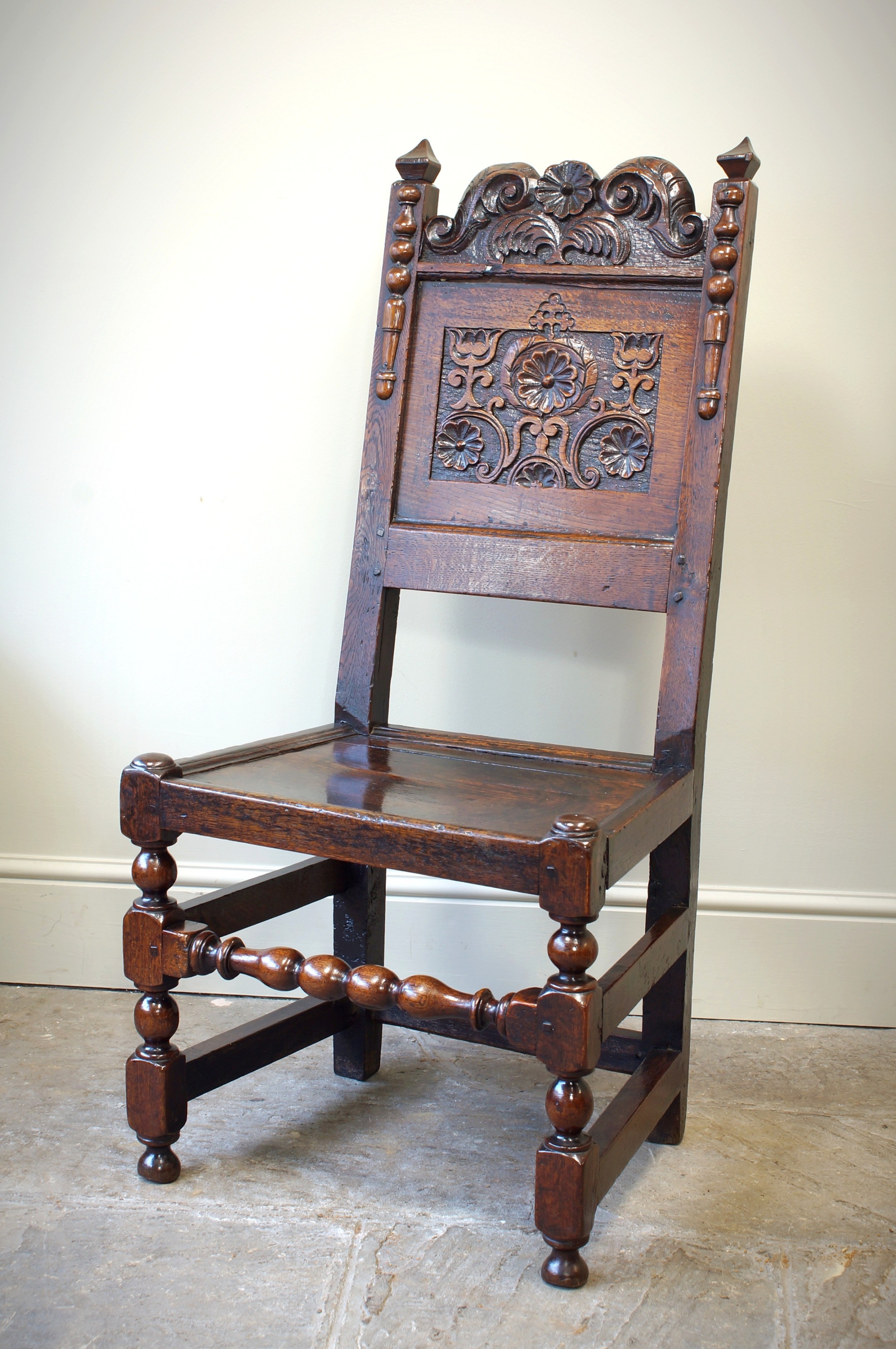 17th Century Oak Lancashire Side Chair