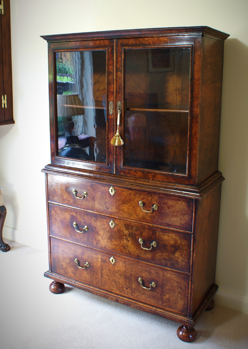 A Rare 17th Century William And Mary Burl Walnut Cabinet On Chest, Circa 1690