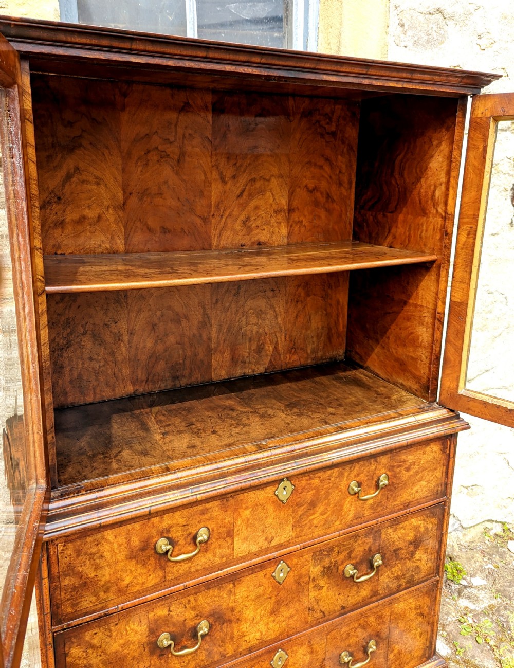 A Rare 17th Century William And Mary Burl Walnut Cabinet On Chest, Circa 1690 View V