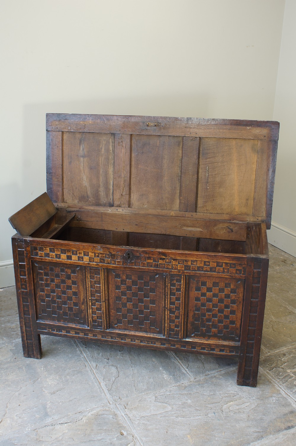 A Rare 17th Century Oak Coffer. View XI
