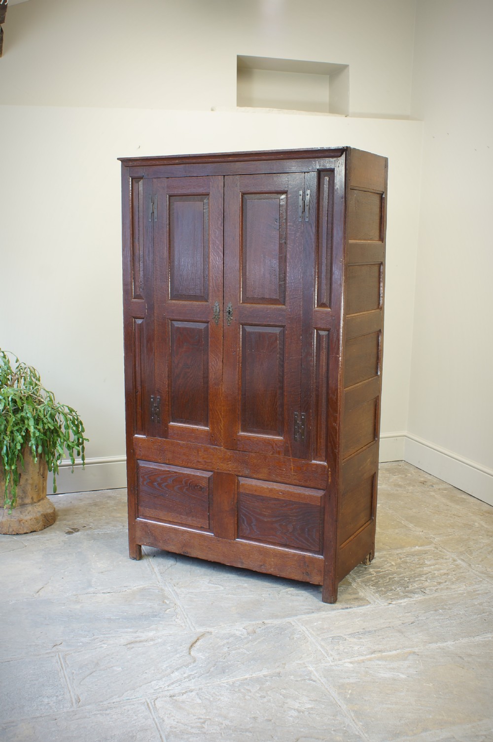 A Small and Rare Oak Linen Press Cupboard. View V