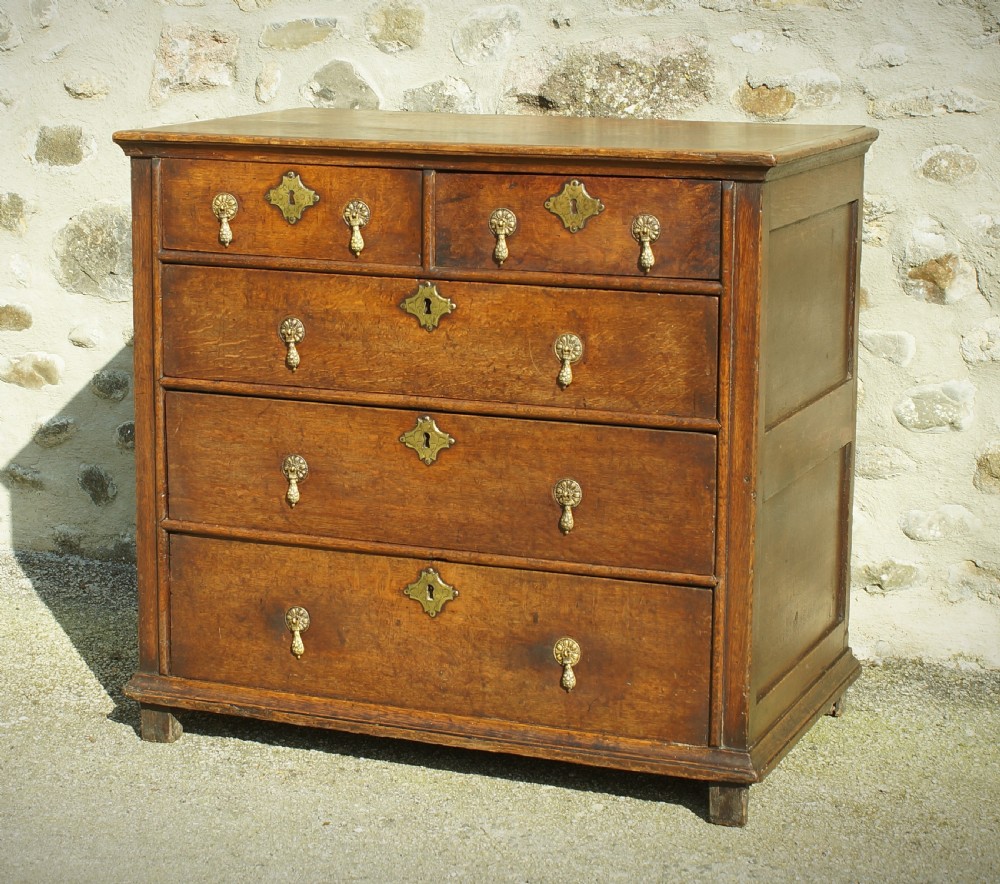 A Small William and Mary Oak Chest of Drawers