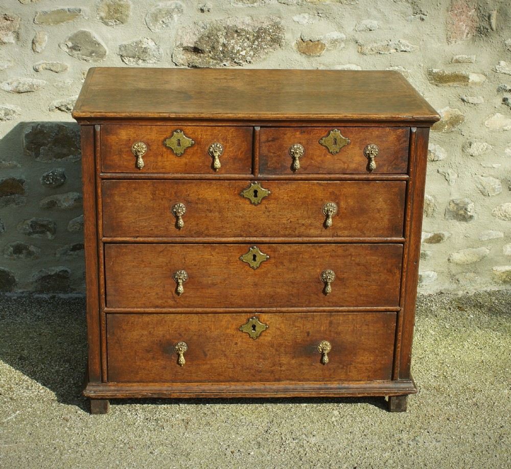 A Small William and Mary Oak Chest of Drawers View VII