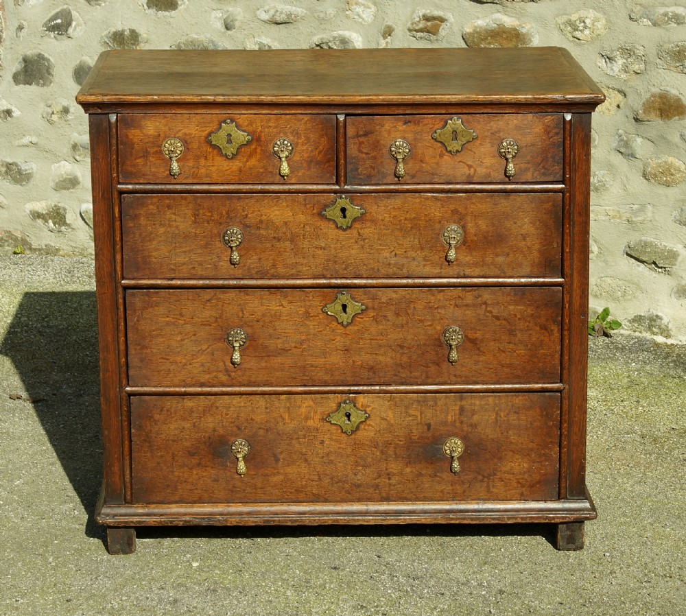 A Small William and Mary Oak Chest of Drawers View II